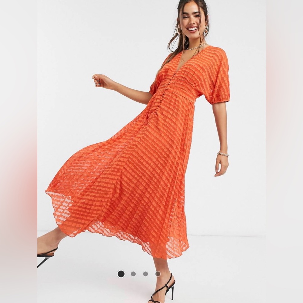 Asos Design Textured Dobby Button Through Midi Te… - image 1